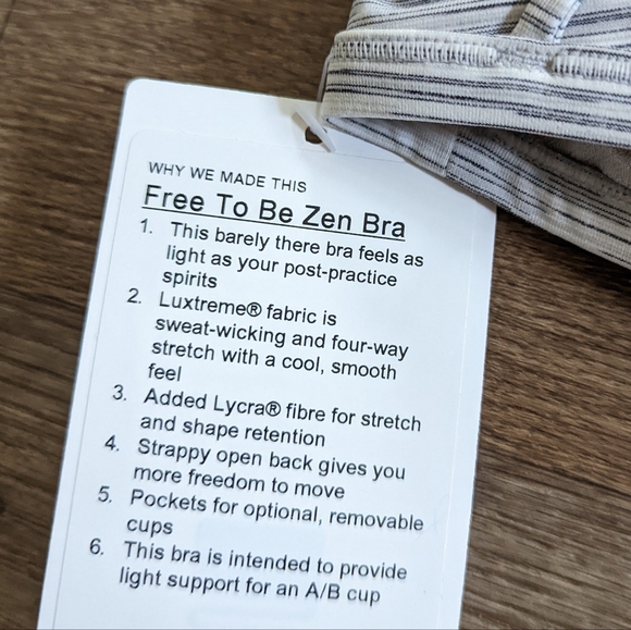 NWT Lululemon Free To Be Zen Bra Size 6 Heathered Gray - Picture 3 of 4